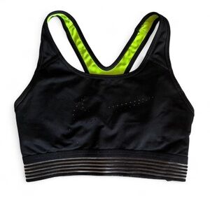 Nike Dri-FIT Black Neon Yellow Racerback Sports Bra S